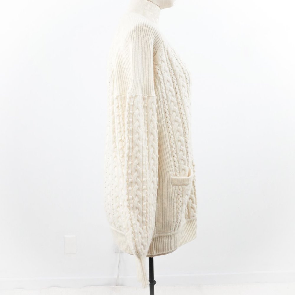 NWT M Cashmere Cable Cardigan Sweater Cream White - Picture 7 of 15